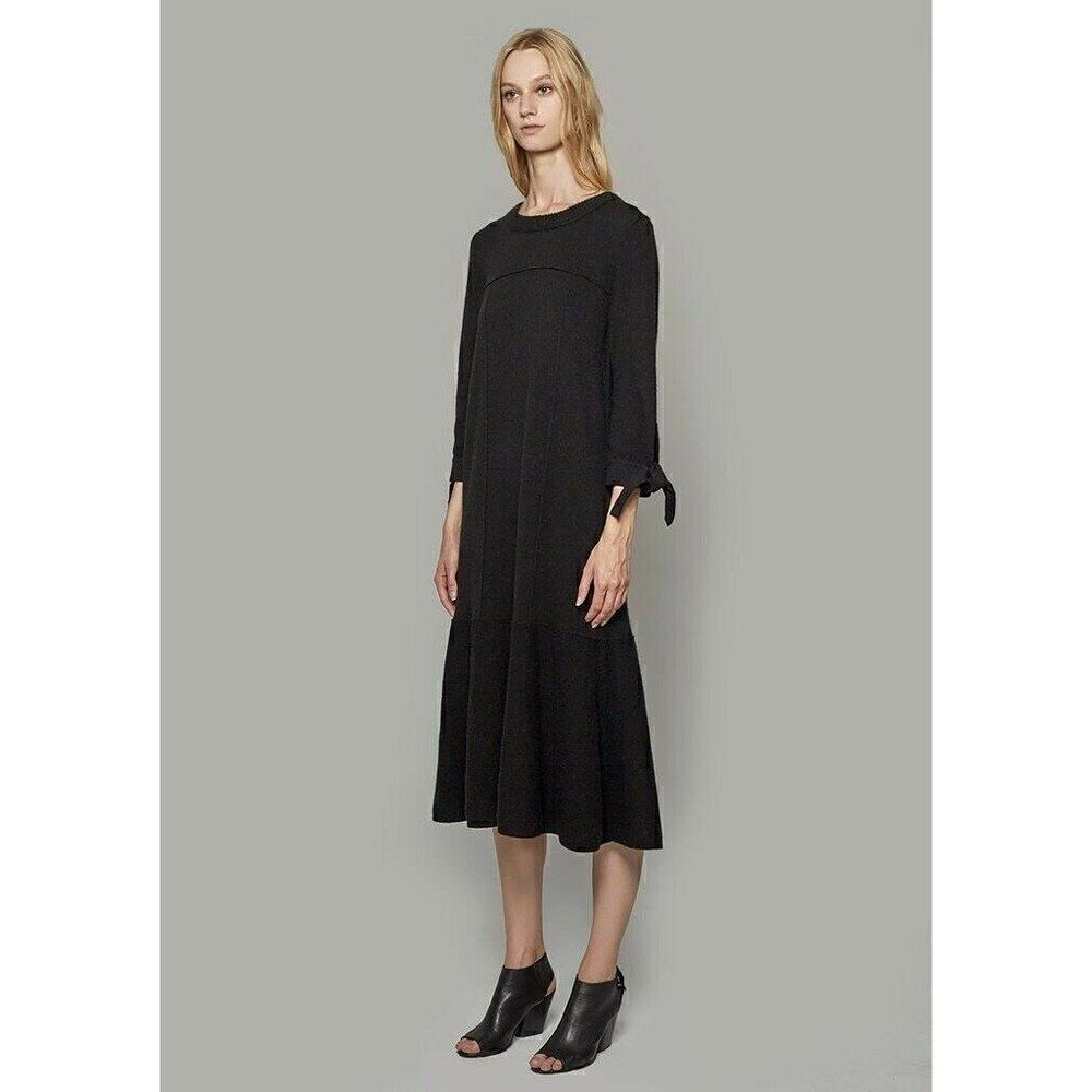NEW ANTHROPOLOGIE X NAN SEO Sz S GLOW ANASTASIA CASHMERE MIDI DRESS BLACK - Picture 4 of 5